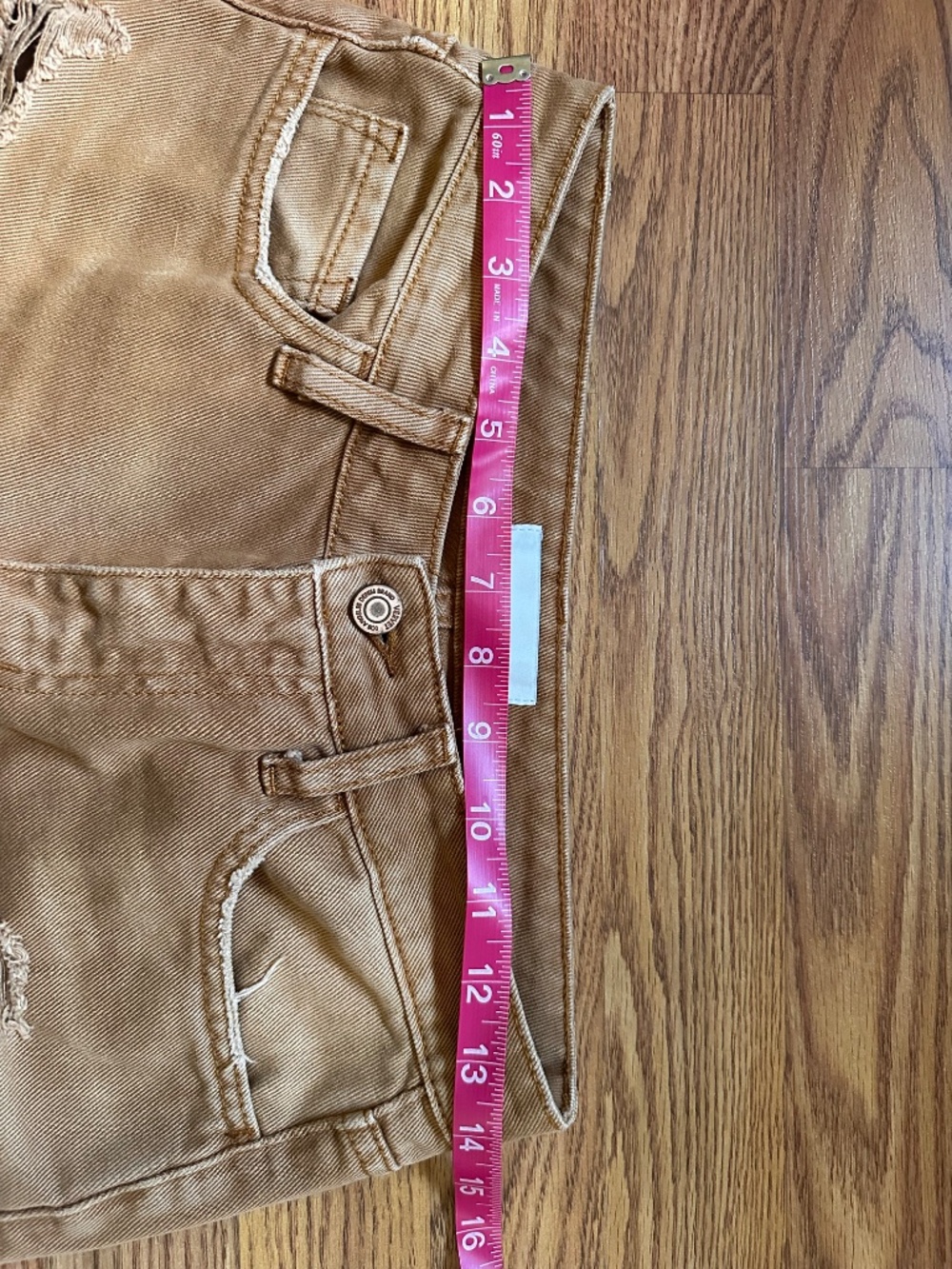 VERVET Distressed Cropped Straight Leg Jeans Women’s 25 x 26 High Rise Camel Tan - Picture 5 of 6